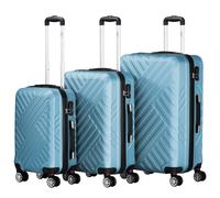 Koffer "Fischgräte", 3er Set, ABS Reisekoffer, mit Zahlenschloss Stahlblau Stahlblau
