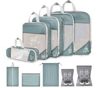 Koffer Organizer Set 10 Teilige Compression Packwürfel, Packing Cubes Wasserdichte, Kleidertaschen Packtaschen für Koffer, Kompression Reise Organizer für Rucksack Und Travel Essentials (Grün)