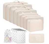 Koffer Organizer Set, 14 Stück Packing Cubes für Reise, Kofferorganizer Packtaschen Set, Wasserdichte Kofferorganizer Packtaschen mit Kosmetiktasche, Reise Gadgets & Travel Organizer Set (Beige)