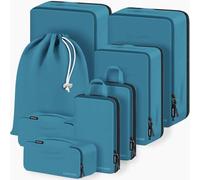 Koffer Organizer Set 8-teilig, Packtaschen für Koffer, Packing Cubes Set für Reise,Packtaschen mit Kosmetiktasche (Blau, 8-teilig)
