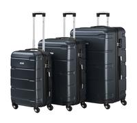 Koffer "Rillen", 3er Set, ABS Reisekoffer, mit Zahlenschloss Anthrazit Anthrazit