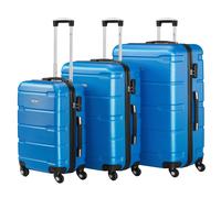 Koffer "Rillen", 3er Set, ABS Reisekoffer, mit Zahlenschloss Blau Blau