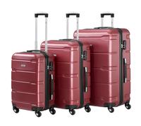 Koffer "Rillen", 3er Set, ABS Reisekoffer, mit Zahlenschloss Dunkelrot Dunkelrot