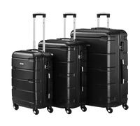 Koffer "Rillen", 3er Set, ABS Reisekoffer, mit Zahlenschloss Schwarz Schwarz