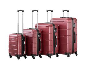 Koffer "Rillen", 4er Set, ABS Reisekoffer, mit Zahlenschloss Dunkelrot Dunkelrot