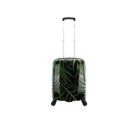 Koffer SAXOLINE "Palm Leaves", Damen, Gr. B/H/T: 20cm x 55cm x 20cm, schwarz (schwarz, grün), Polyester, bedruckt, Koffer, mit praktischem TSA-Zahlenschloss (25801840-0) schwarz, grün