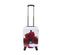 Koffer SAXOLINE "Roses", Gr. B/H/T: 35cm x 54cm x 20cm, weiß (weiß, rot), Polyester, Koffer, mit praktischem Zahlenschloss (85190902-0) weiß, rot