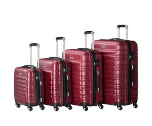 Koffer "Streifen", 4er Set, ABS Reisekoffer, mit Zahlenschloss Dunkelrot Dunkelrot