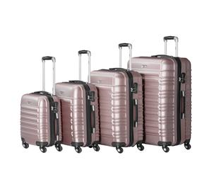 Koffer "Streifen", 4er Set, ABS Reisekoffer, mit Zahlenschloss Rosé Rosé