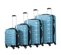 Koffer "Streifen", 4er Set, ABS Reisekoffer, mit Zahlenschloss Stahlblau Stahlblau