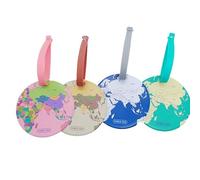 Kofferanhänger,4 PCS Niedliche Runde Gepäckanhänger Gepäckanhänger Vintage Weltkarten Koffer und Taschenanhänger Bunte Koffer Tags aus Silikon für aufgegebenes Gepäck Handgepäck und Handtaschen