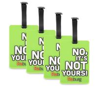 Kofferanhänger 4er Set aus PVC, mit Adresszeile & Spruch "NO, IT'S NOT YOURS!" Grün | Raburg Gepäckanhänger