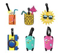 Kofferanhänger, AIYONG 6 Stück Gepäckanhänger aus PVC mit Namen- und Adressschild Identifikation, kofferanhänger flugreise, Sommerlicher Strandstil, für Reisekoffer und Handtaschen