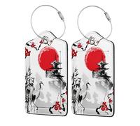 Kofferanhänger aus japanischem Kirschblütenturm, einzigartige Leder-Kofferanhänger mit Datenschutz-Namen-Adress-Etiketten und robuster Stahlschlaufe, 2 Stück