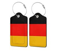 Kofferanhänger aus PU-Leder mit Deutschland-Flagge mit Edelstahlschlaufe und Namensausweis für Koffer Reisetasche