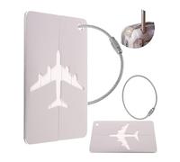 Kofferanhänger mit Adressschild, 2 Pack, in Silber, Aluminium Schild, für Flugreise, Kreuzfahrt, Metallgepäckanhänger, Namensschild Koffer, Adressanhänger, Taschenanhänger, Reise ID Etikett Aufhänger