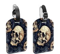 Kofferanhänger mit Totenköpfen für Koffer, PU-Leder, Namensschilder, Reisetasche, Kreuzfahrt, Kofferanhänger, 2 Stück