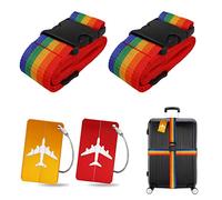 Koffergurt Kofferanhänger Set, 2 Stück gepäckband mit 2 Stück Gepäckanhänger Set, Kofferband Gurt Personalisierte Identifikation für Schnell erkennen Gepäck Reisetasche Koffer (Farbe)