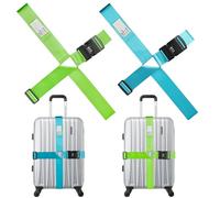 Koffergurt - Kofferband 2 Stück - Koffergurt Auffällig Mit Zahlenschloss - Verstellbar Gepäckgurt Mit Namensschild Für 22-32 Zoll Koffer, Zum Schnellen Erkennen Von Koffer & Reisetasche