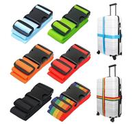 Koffergurt Kofferband, 6 Stück Gepäckband, Gepäckgurt Einstellbare Kofferband Koffergurte Kreuz für Reisen Schnell erkennen Gepäck Reisetasche Koffer 5 x 200cm Schwarz