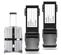 Koffergurt Kofferband Set, koffergurte 2 stück mit Adressschild, kofferbänder Personalisierte Identifikation für Schnell erkennen Gepäck Reisetasche Koffer, Gepäckband Farbig koffergurte kofferband