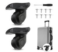 Kofferrollen Ersatzrollen, 2 Stück Koffer Rollen Ersatz Koffer Rollen mit Schrauben Repair Element und Schraubendreher für Koffer(Schwarz)