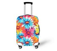 Kofferschutz, Motiv: lächelnder Golden Retriever, elastisch, schützend, waschbar, für Hunde, Aquarellmalerei, Gepäckabdeckung, Geschenk für Familie oder Freunde, Regenbogen Gänseblümchen, S(18-21 IN)