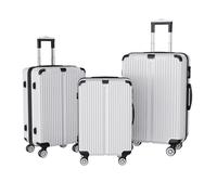 Kofferset Set 3 Teilig,Hartschalenkoffer Set,Trolley-Rollkoffer,Travelite Koffer mit 4 Rollen und Zahlenschloss, Rollkoffer mit Lasttragende Vorrichtung,Silber