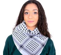 Kofiya Kopftuch - Traditioneller arabischer Shemag, Nahöstlicher Kostümschal | Wüsten-Shema-Wrap für arabische Kleidung, authentisches Nahost-Kufiya, Halstuch, 124 x 124 cm, Schwarz, Schwarz ,