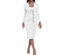 KOG Blazer Damen Elegant 2-Teiliges Outfit Rock Anzug Set Frauen Dünne Festlich Blazer Bleistiftrock Anzug Set Casual Outfits für Arbeit Business Kostüm Herbstjacke Jumpsuit Hosenanzüge Hosenanzug