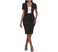 KOG Blazer Damen Elegant 2-Teiliges Outfit Rock Anzug Set Frauen Dünne Festlich Blazer Bleistiftrock Anzug Set Casual Outfits für Arbeit Business Kostüm Herbstjacke Jumpsuit Hosenanzüge Hosenanzug