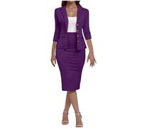 KOG Blazer Damen Elegant 2-Teiliges Outfit Rock Anzug Set Frauen Dünne Festlich Blazer Bleistiftrock Anzug Set Casual Outfits für Arbeit Business Kostüm Herbstjacke Jumpsuit Hosenanzüge Hosenanzug
