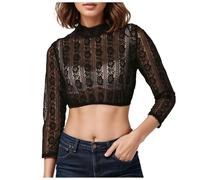 KOG Dirndl Bluse Damen Elegante Trachtenbluse Oktoberfest Outfit Frauen Dirndlbluse Spitze Dirndlblusen Teenager Mädchen Spitzenbluse Trachtenblusen Bayrische Bolero Festliche Blusen Schwarz M