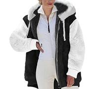 KOG Fleecejacke Damen Winterjacke Elegant Cordjacke Teddy Fleecejacke Einfarbige Bekleidung Teenager Mädchen Pullover Zipper Jacke Prime Blusenjacke Teenager Baumwolle Prime Weiß XL