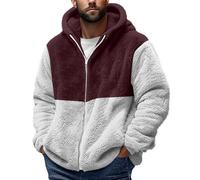 KOG Fleecejacke Herren Winterjacke Mode Teddyjacke Cordjacke Einfarbig Bekleidung Teenager Kapuzenmantel Wintermantel Hemdjacke Vliesjacke Teddyfleece Jacke Puffer Jacke Bikerjacke Wein 5XL