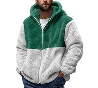 KOG Fleecejacke Herren Winterjacke Warm Fleecemantel Fahrradmantel Einfarbige Oberteile Junge Hoodie Herbstjacke Bomberjacke Teddyfleece Jacke Teddyjacke College Jacke Vliesjacke Grün 5XL