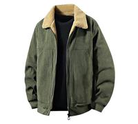 KOG Fleecejacke Herren Wintermantel Casual Fleecepullover Cordjacke Einfarbige Kleidung Junge übergangsjacken Hemdjacke Wanderjacke Zipper Jacke Bomberjacke Teddyfleece Jacke Parka Armeegrün M