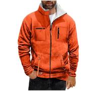 KOG Fleecejacke Herren Wintermantel Warme Vliesjacke Teddyjacke Solid Streetwear Junge Pullover Winterjacke Sweatjacke Cordjacke Teddy Jacken Wanderjacke College Jacke Steppjacke Orange XXL