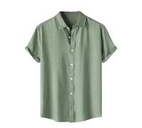 KOG Hemd Herren Sommer Kurzarmhemd Männer Businesshemd Einfarbig Hawaiihemd 2025 Baumwolle Sporthemd Outlet Amazon Jungen Sommerhemd T-Shirt Oversize Shirt Amazon Essentials Grün 3XL