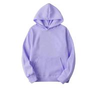 KOG Hoodie Damen Baumwolle Hooded Sweatshirt Einfarbige Sweatshirt mit Kapuze 2025 Oberteile Teenager Mädchen Oberteil Vintage Bekleidung Casual Frauen Winter Langarmshirt Lila L