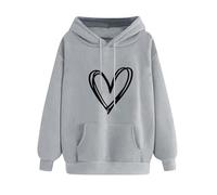 KOG Hoodie Damen Baumwolle Hoodies Einfarbig Sweatshirt mit Kapuze Winter Kapuzenpullover Teenager Mädchen Kleidung Fashion Pullover Casual Warme Große Größen Damen Grau XL