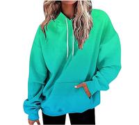 KOG Hoodie Damen Baumwolle Hoodies Einfarbige Kapuzenpullover Mode Hooded Sweatshirt Frauen Winter Oberteile Basic Teenager Mädchen Casual Locker Bekleidung Grün L