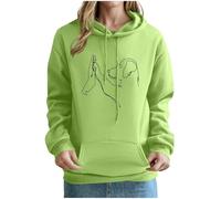 KOG Hoodie Damen Baumwolle Kapuzenpullover Einfarbig Hooded Sweatshirt Elegant Sweatshirt mit Kapuze Teenager Mädchen Pullover Mode Kleidung Warme Warmes Locker Oberteile Grün M