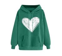 KOG Hoodie Damen Baumwolle Kapuzenpullover Einfarbig Hoodies Warm Teenager Mädchen Hooded Sweatshirt Vintage Langarmshirt Winter Frau Casual Slim Fit Sweatshirt mit Kapuze Grün S