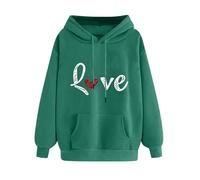 KOG Hoodie Damen Baumwolle Kapuzenpullover Einfarbige Hooded Sweatshirt Elegant Pullover Teenager Mädchen Oberteil Casual Langarmshirt Warmes Frau Warm Locker Hoodies Grün M