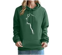 KOG Hoodie Damen Baumwolle Sweatshirt mit Kapuze Einfarbige Hooded Sweatshirt 2025 Hoodies Teenager Mädchen Warmes Oberteile Warm Frauen Casual Locker Kapuzenpullover Kleidung Armeegrün L