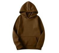 KOG Hoodie für Damen Baumwolle Hoodies Einfarbige Sweatshirt mit Kapuze Elegant Oberteile Oberteil Fashion Kleidung Freizeit Teenager Mädchen Casual Kapuzenpullover Kaffee 3XL