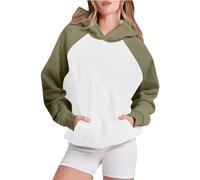 KOG Hoodie für Damen Baumwolle Hoodies Einfarbige Sweatshirt mit Kapuze Warmes Pullover Kleidung Fashion Oberteil Warm Teenager Mädchen Freizeit Oversized Langarmshirt Bekleidung Braun L