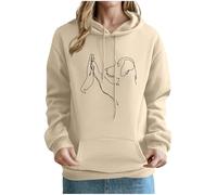KOG Hoodie für Damen Baumwolle Kapuzenpullover Einfarbige Hooded Sweatshirt Elegant Kleidung Frau Oberteile Elegante Warmes Teenager Mädchen 2025 Slim Fit Langarmshirt Bekleidung Khaki S