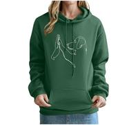 KOG Hoodie für Damen Baumwolle Sweatshirt mit Kapuze Einfarbige Kapuzenpullover Warmes Oberteil Frauen Bekleidung Oberteile Casual Frau Basic Regular Langarmshirt Kleidung Armeegrün M